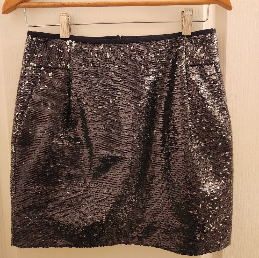 New With Tags J. Crew Black Sequin Mini Skirt With Pockets. Size 4